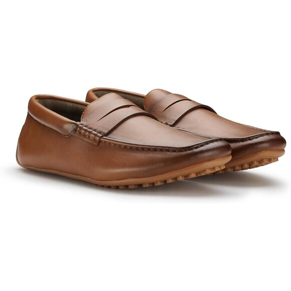 〽️Men\'s Cognac Leather Aldo Collection Slip On Penny Driving Moccasins Loafer